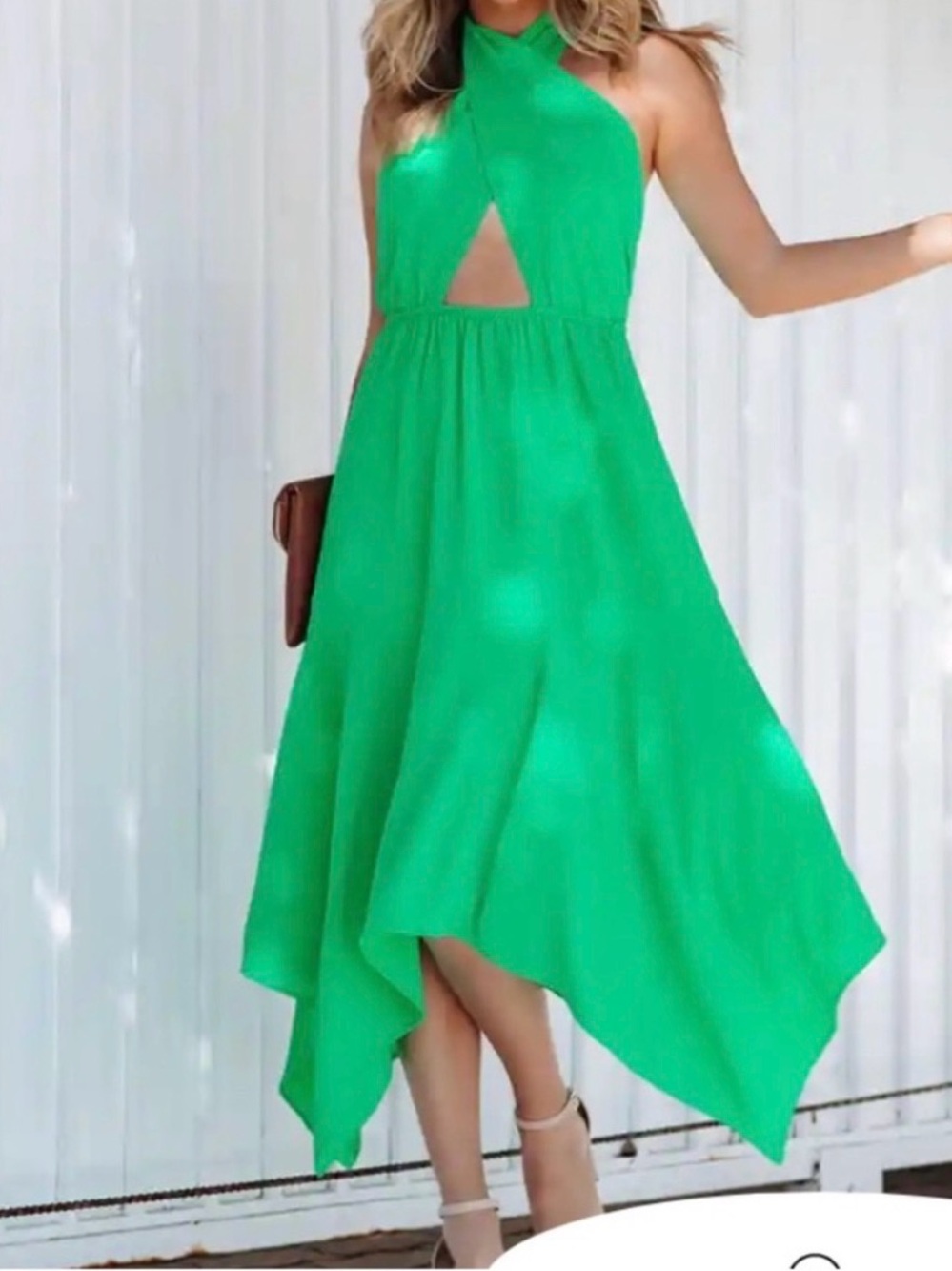 Vici Emerald Green Halter Backless Midi Dress - Worn Once! Wedding Guest/Party